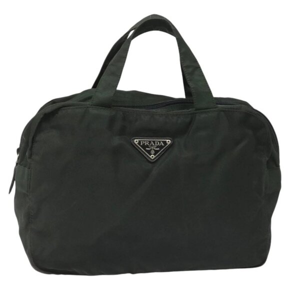PRADA Hand Bag Nylon Khaki Silver Auth - Picture 2 of 16